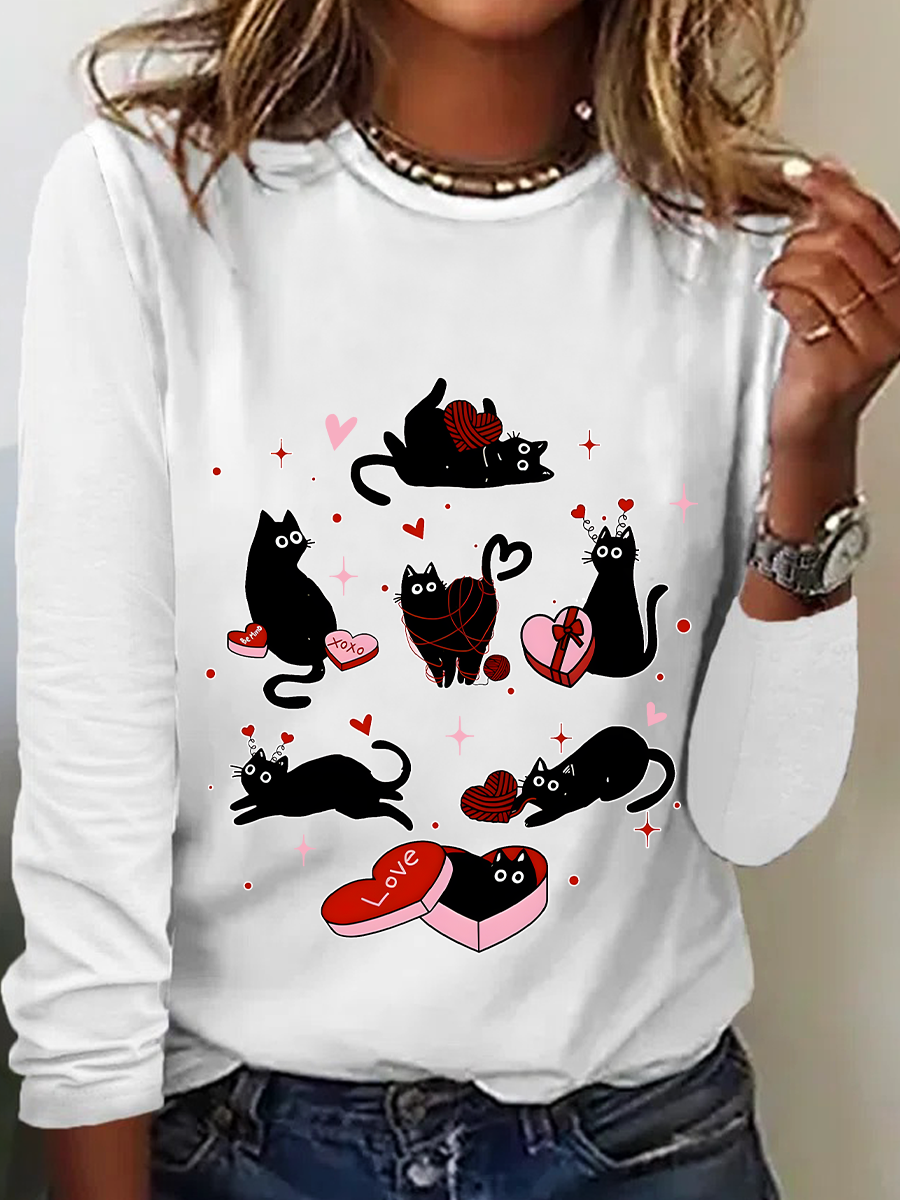 Women's Valentine's Day Long Sleeve Blouse_ Spring/Fall Crew Neck Daily Casual Top
