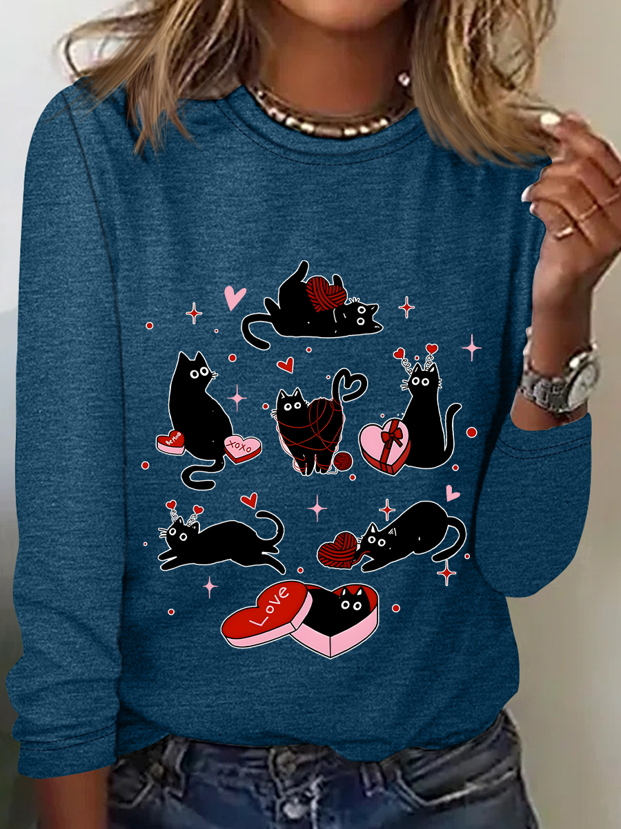 Women's Valentine's Day Long Sleeve Blouse_ Spring/Fall Crew Neck Daily Casual Top