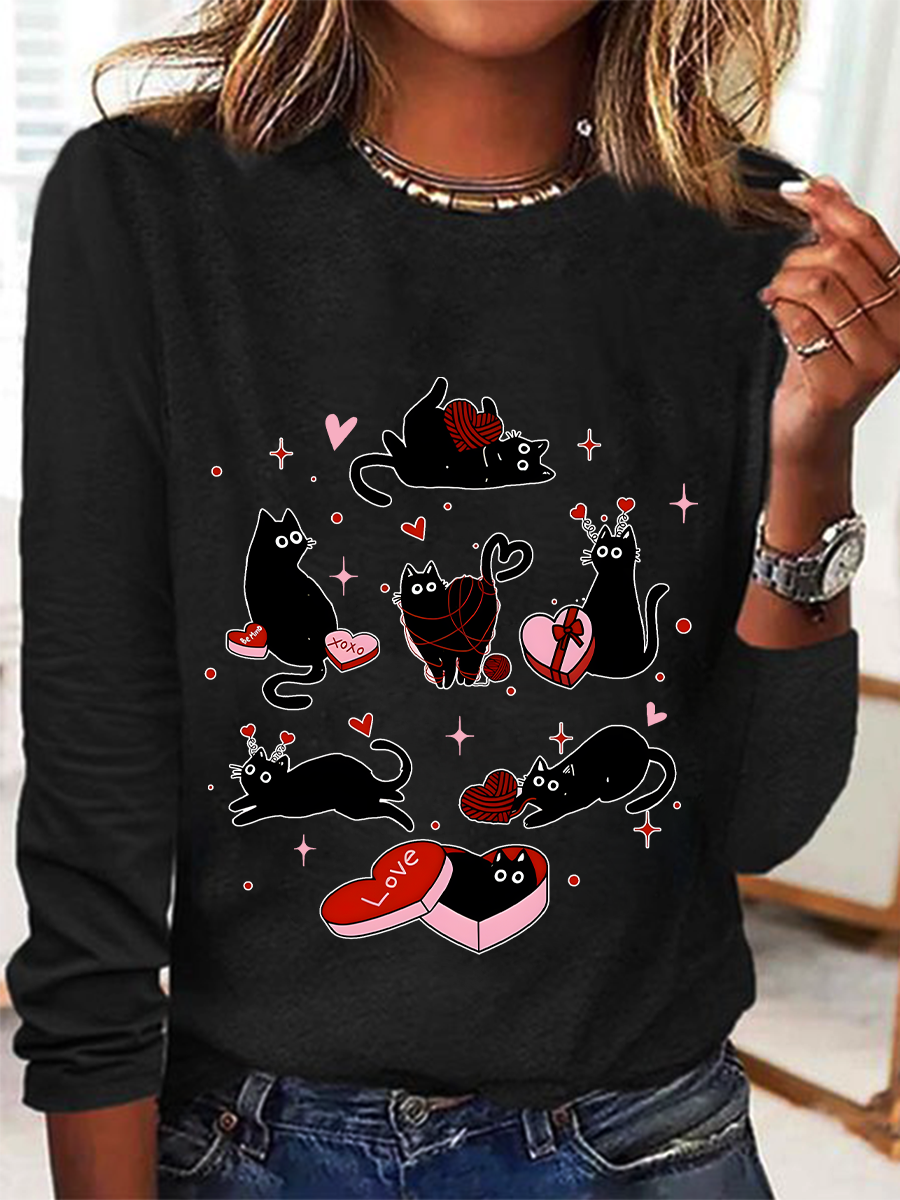 Women's Valentine's Day Long Sleeve Blouse_ Spring/Fall Crew Neck Daily Casual Top