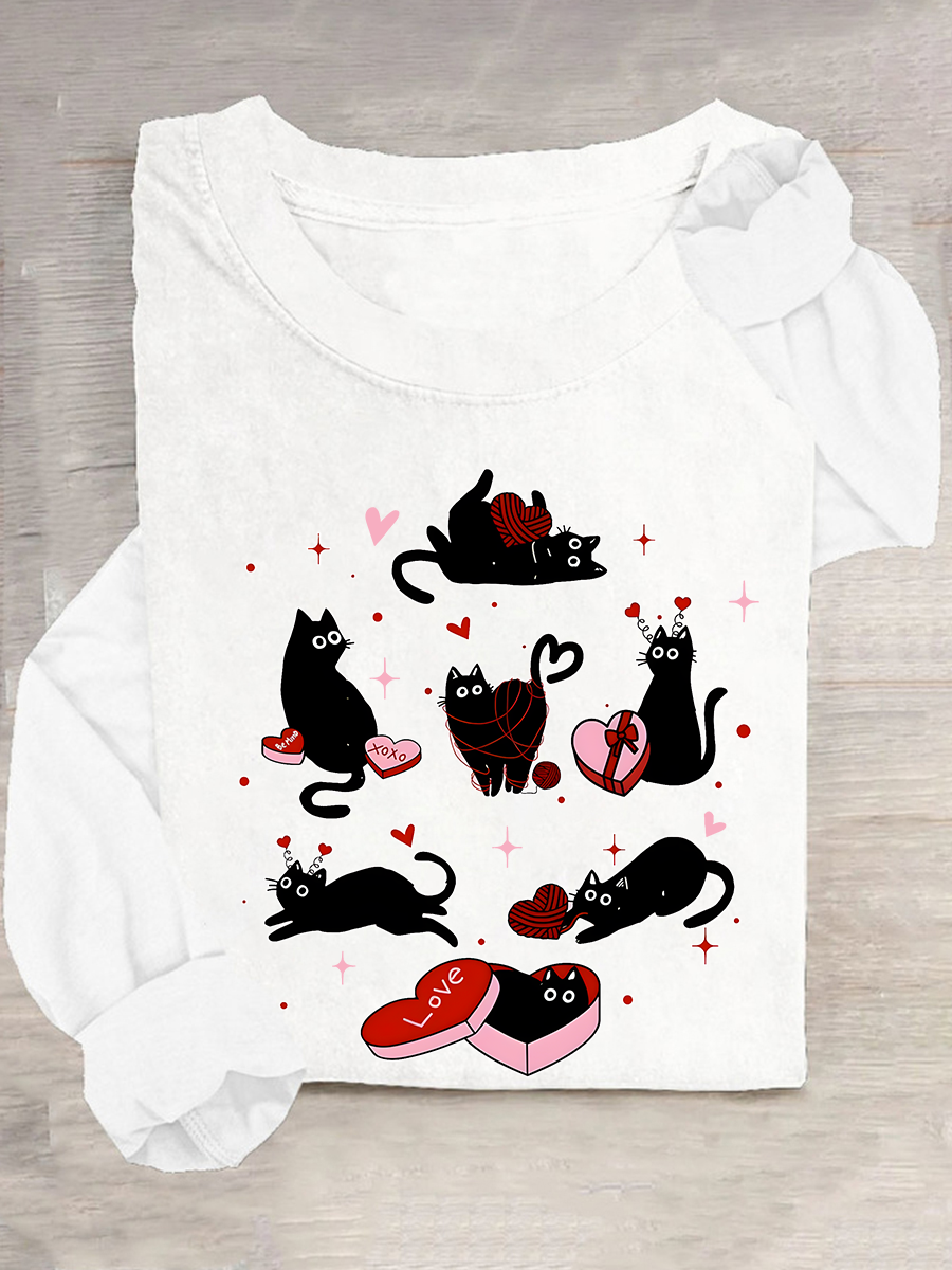 Women's Valentine's Day Long Sleeve Blouse_ Spring/Fall Crew Neck Daily Casual Top