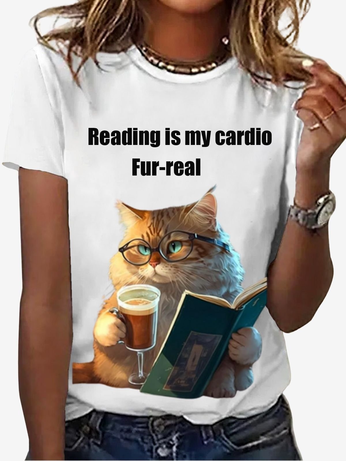 Women's Short Sleeve Tee T-shirt Summer Cat Jersey Crew Neck Daily Going Out Casual Top