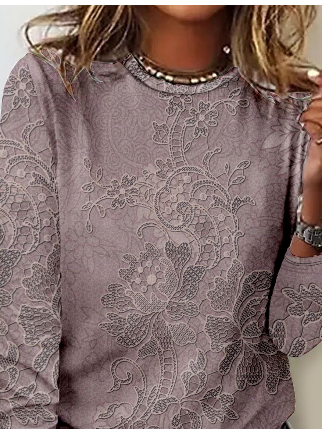 Women's 3D Printing Long Sleeve Tee T-shirt Crew Neck Vintage Spring/Fall Top