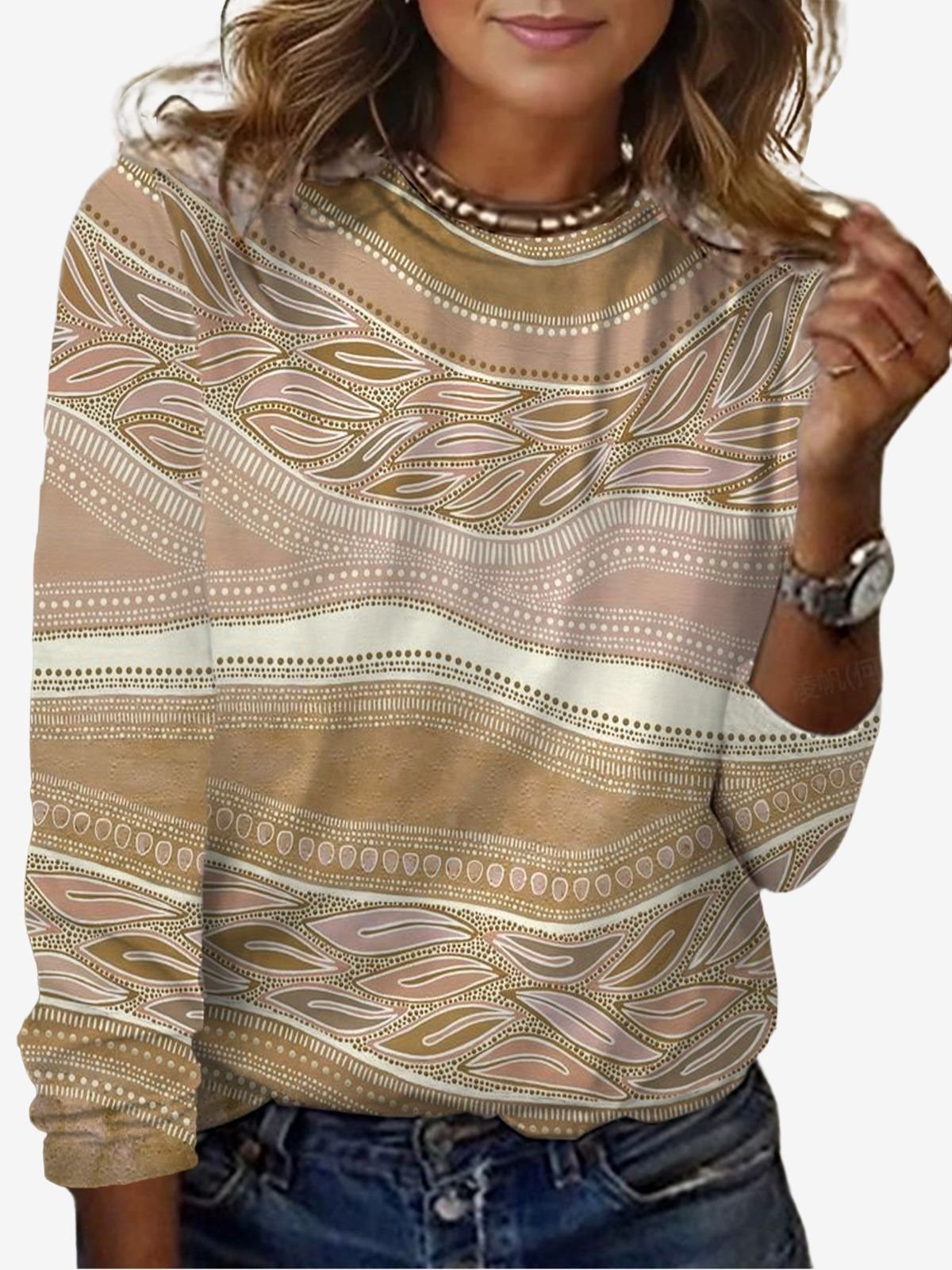 Women's Long Sleeve Tee T-shirt Spring/Fall Abstract Jersey Crew Neck Daily Going Out Casual Top