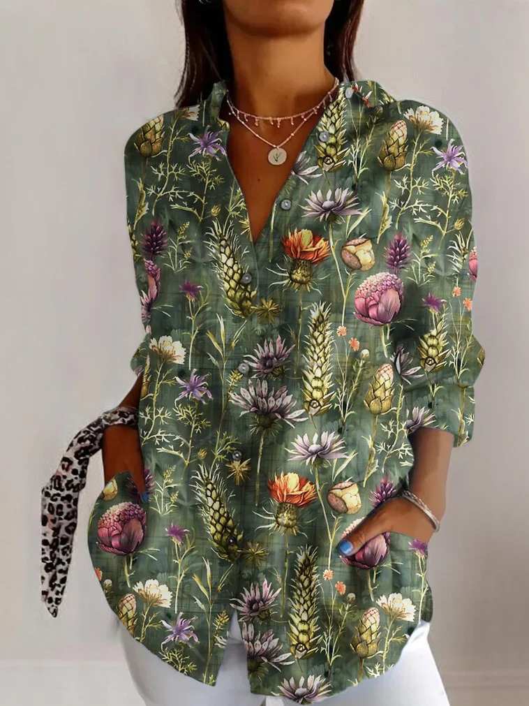 Women's Geometric Long Sleeve Shirt Spring/Fall Shirt Collar Daily Casual Top