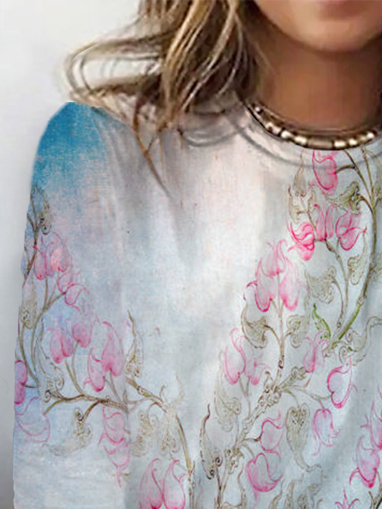 Women's Long Sleeve Tee T-shirt Spring/Fall Floral Jersey Crew Neck Daily Going Out Casual Top