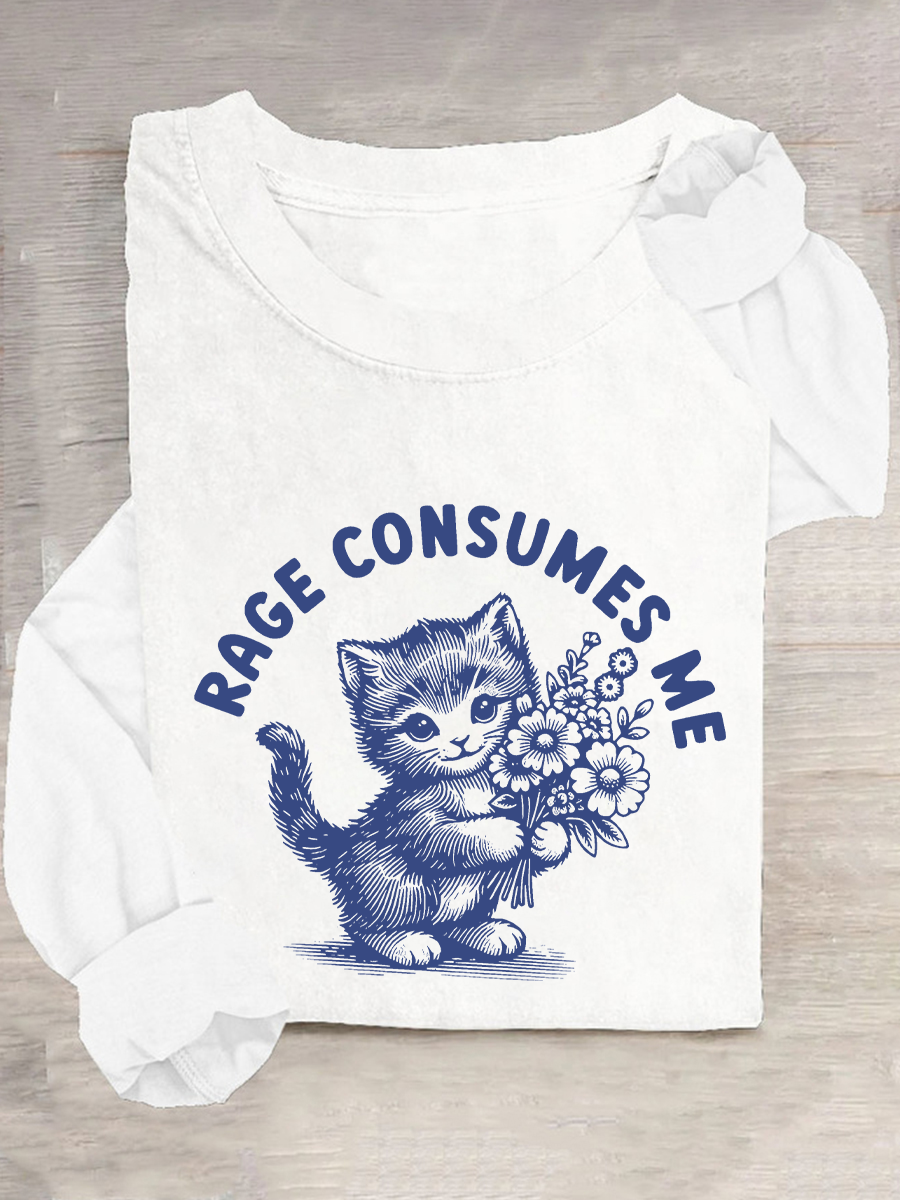 Women's Text Letters Long Sleeve Blouse_ Spring/Fall Crew Neck Daily Casual Top