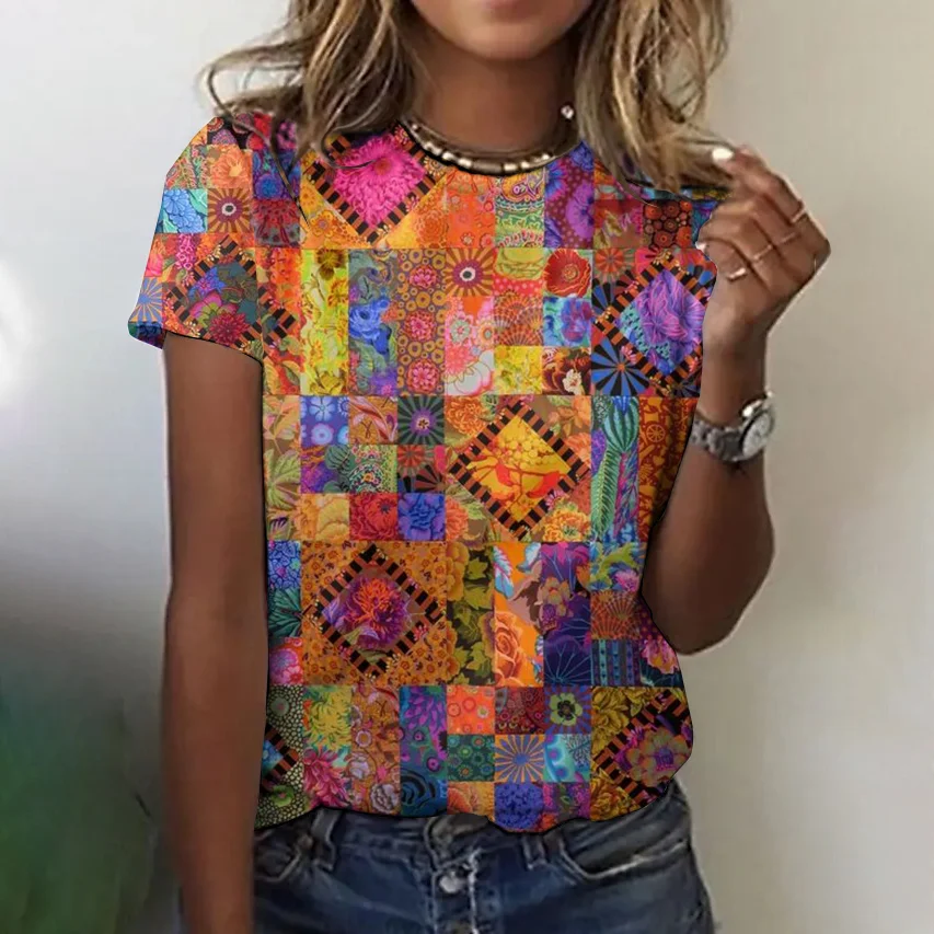Women's Short Sleeve Tee T-shirt Summer Animal Crew Neck Vintage Top