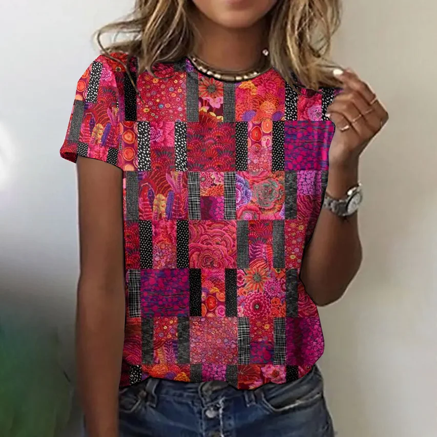 Women's Short Sleeve Tee T-shirt Summer Animal Crew Neck Vintage Top