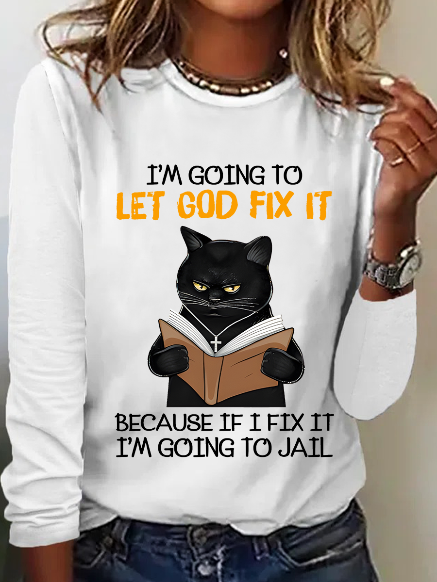 Women's Long Sleeve Blouse Spring/Fall Text Letters Crew Neck Daily Going Out Casual Top