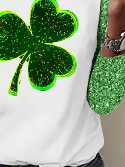 Women's Shamrock Long Sleeve Tee T-shirt St. Patrick's Day Floral Casual Spring/Fall Top