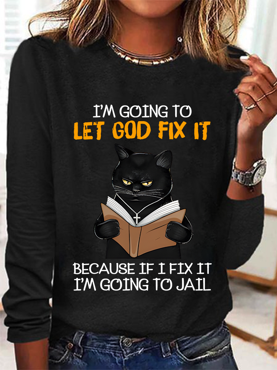 Women's Long Sleeve Blouse Spring/Fall Text Letters Crew Neck Daily Going Out Casual Top