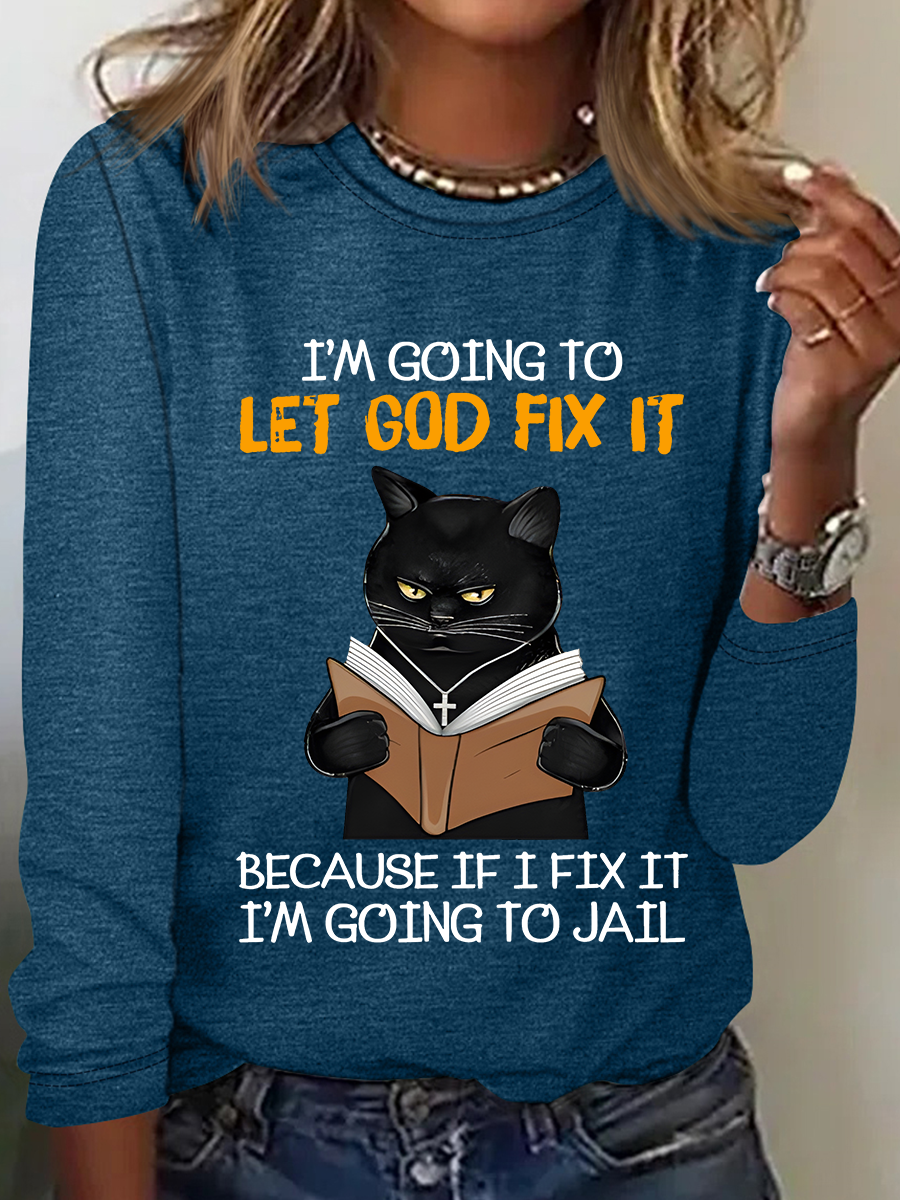 Women's Long Sleeve Blouse Spring/Fall Text Letters Crew Neck Daily Going Out Casual Top