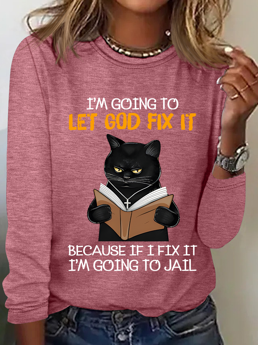 Women's Long Sleeve Blouse Spring/Fall Text Letters Crew Neck Daily Going Out Casual Top