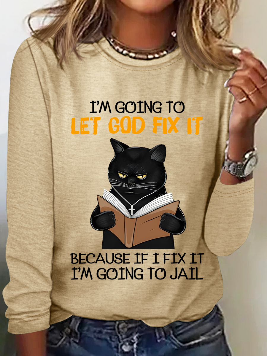 Women's Long Sleeve Blouse Spring/Fall Text Letters Crew Neck Daily Going Out Casual Top
