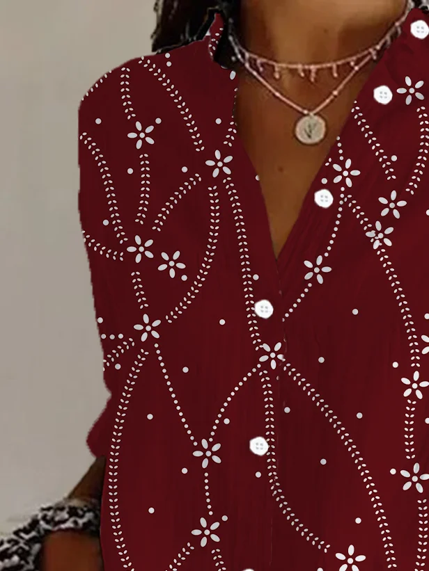 Women's Long Sleeve Shirt Spring/Fall Abstract Buckle Shirt Collar Daily Going Out Casual Top