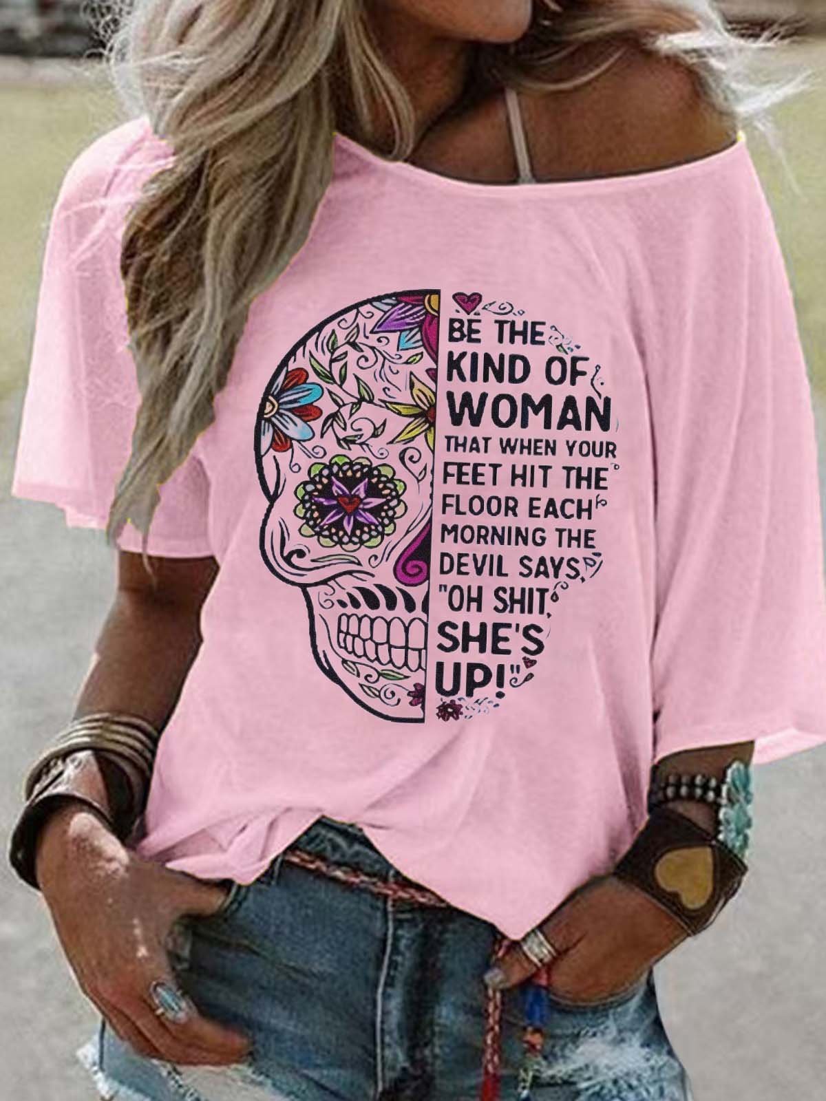 Women Wild West Short Sleeve Tee T-shirt Crew Neck Vintage Summer Top