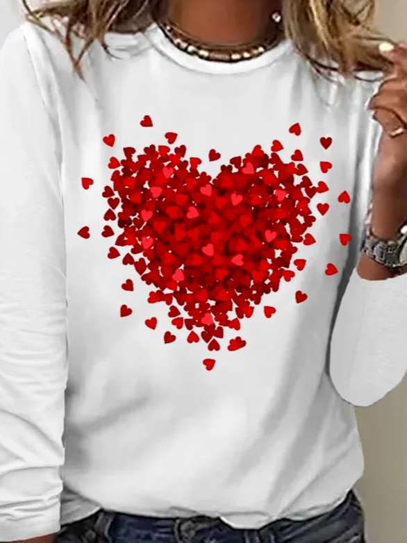 Women's Long Sleeve Tee T-shirt Spring/Fall Valentine's Day Crew Neck Vintage Top