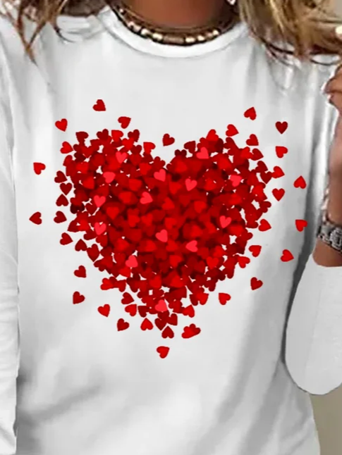 Women's Long Sleeve Tee T-shirt Spring/Fall Valentine's Day Crew Neck Vintage Top