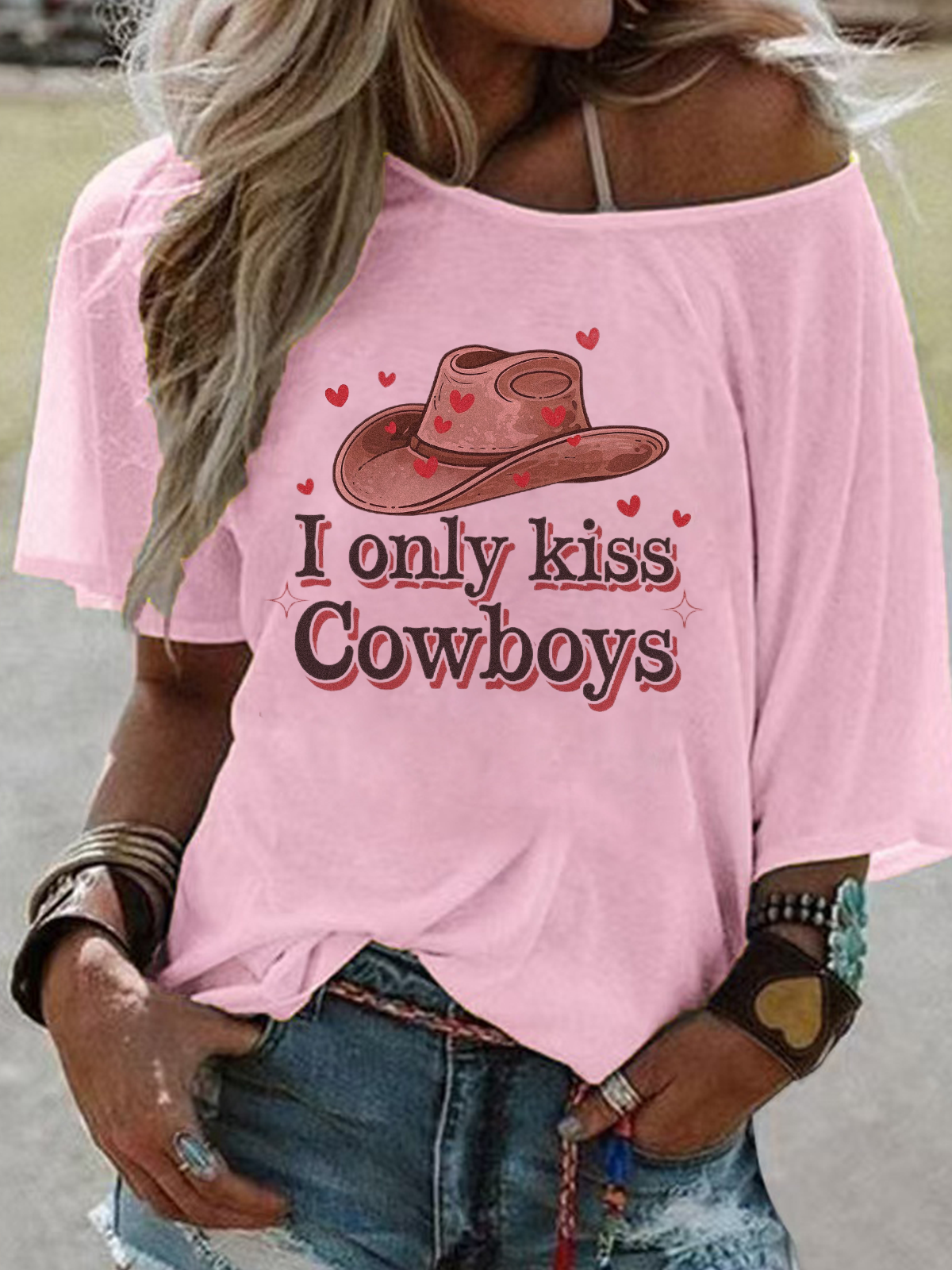 Women Wild West Short Sleeve Tee T-shirt Crew Neck Vintage Summer Top