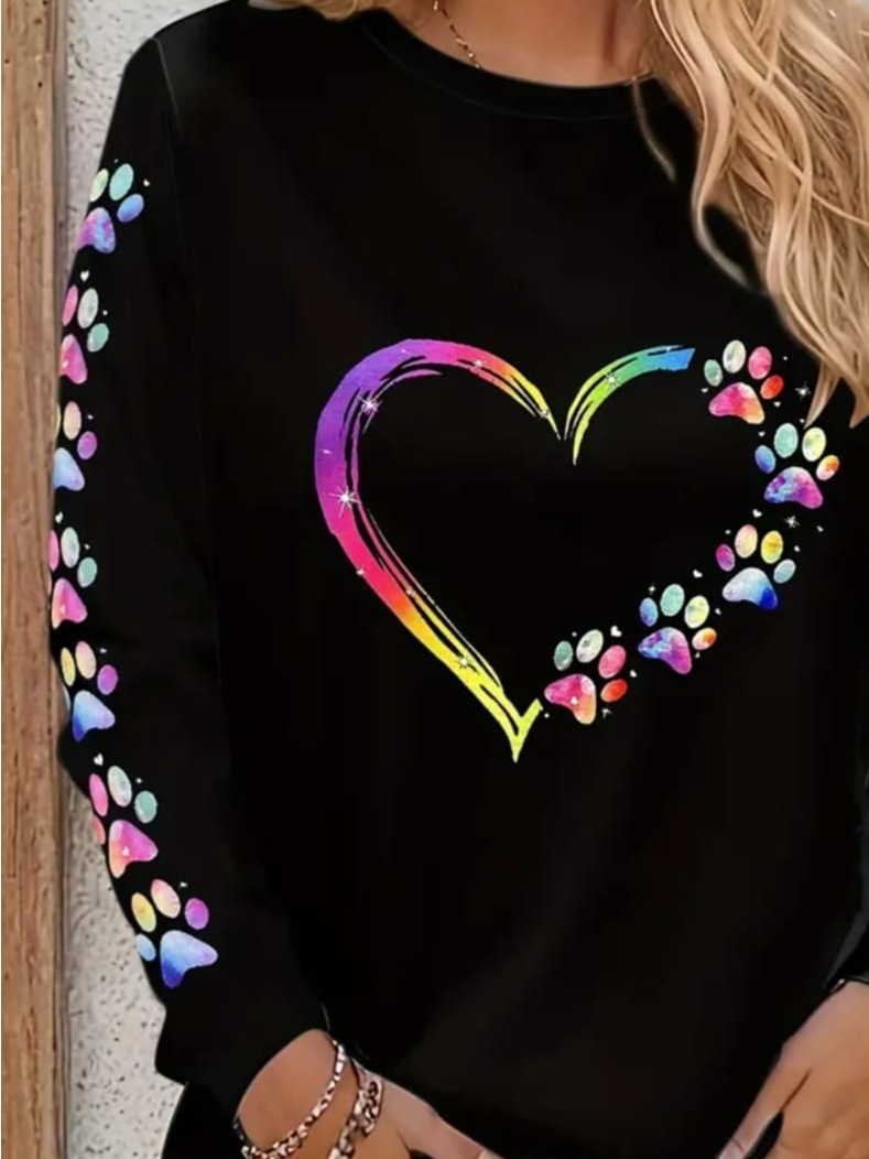 Women's Long Sleeve Tee T-shirt Spring/Fall Valentine's Day Crew Neck Casual Top
