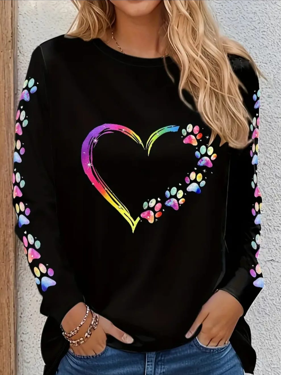 Women's Long Sleeve Tee T-shirt Spring/Fall Valentine's Day Crew Neck Casual Top