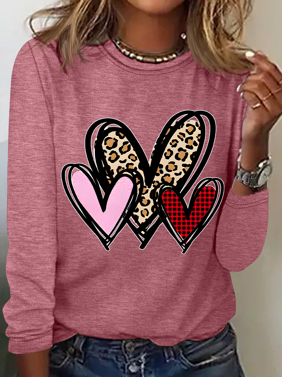 Women's Heart/Cordate Long Sleeve Blouse_ Spring/Fall Crew Neck Daily Casual Top