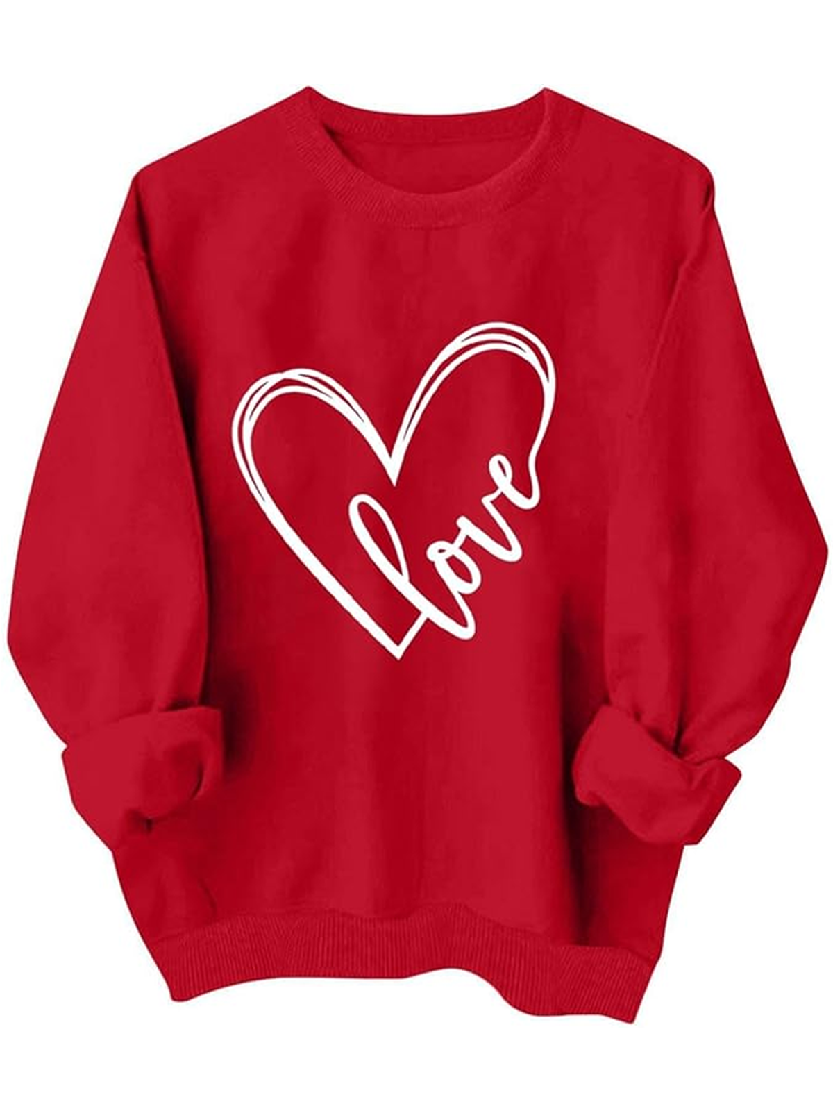Women's Crew Neck Heart/Cordate Casual Spring/Fall Long Sleeve Sweatshirt