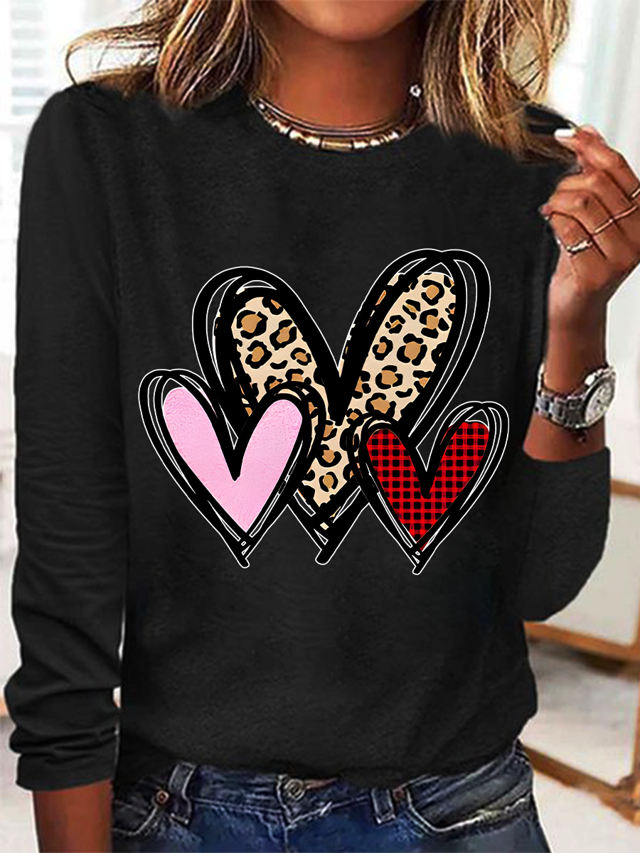 Women's Heart/Cordate Long Sleeve Blouse_ Spring/Fall Crew Neck Daily Casual Top
