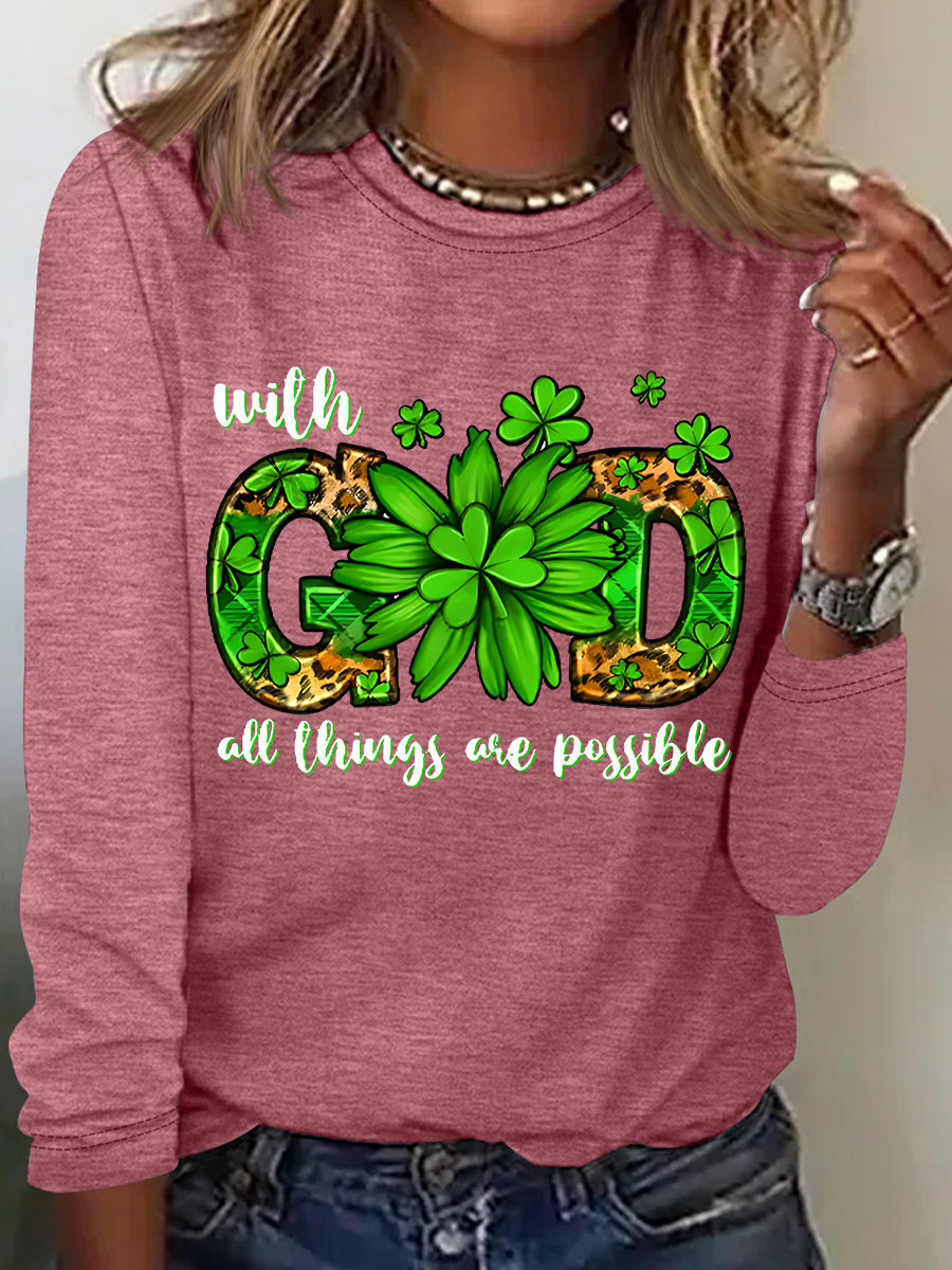 Women's Long Sleeve Blouse Spring/Fall Text Letters Crew Neck Daily Going Out Casual Top