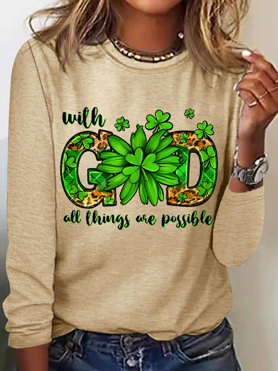 Women's Long Sleeve Blouse Spring/Fall Text Letters Crew Neck Daily Going Out Casual Top
