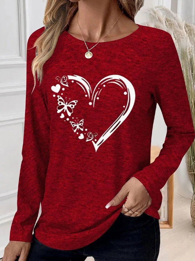 Women's Geometric Long Sleeve Tee T-shirt Crew Neck Casual Spring/Fall Top