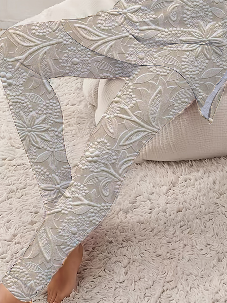 Women's Printing Floral Daily Going Out Two Piece Set Long Sleeve Casual Spring/Fall Top With Pants Matching Set