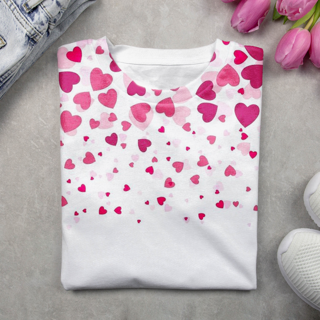 Women's Long Sleeve Tee T-shirt Spring/Fall Heart/Cordate Printing Crew Neck Casual Graphic Tee Top