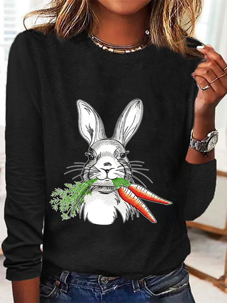 Women's Text Letters Long Sleeve Blouse_ Spring/Fall Crew Neck Daily Casual Top