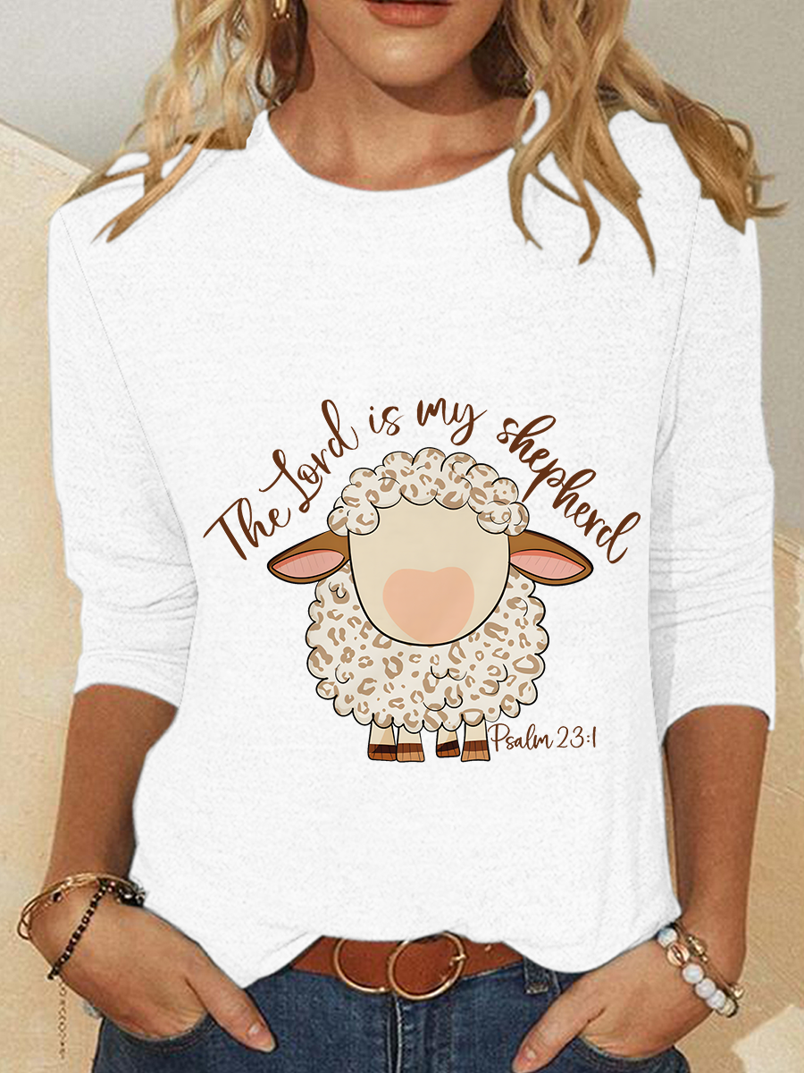 Women Easter (Egg) Long Sleeve Blouse Spring/Fall Crew Neck Daily Casual Top
