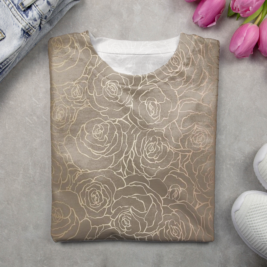 Women's Long Sleeve Tee T-shirt Spring/Fall Floral Printing Crew Neck Casual Graphic Tee Top