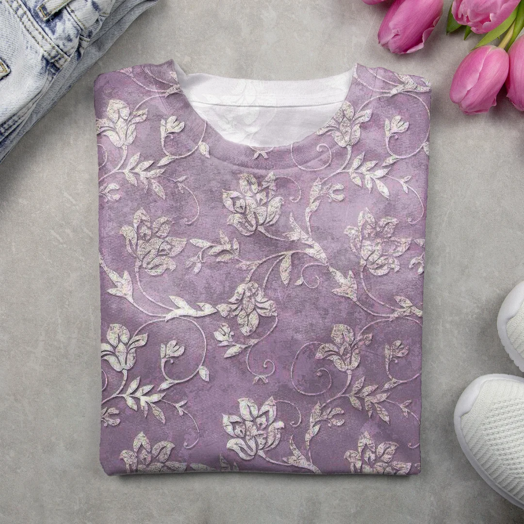 Women's Floral Long Sleeve Tee T-shirt Crew Neck Printing Casual Spring/Fall Graphic Tee Top