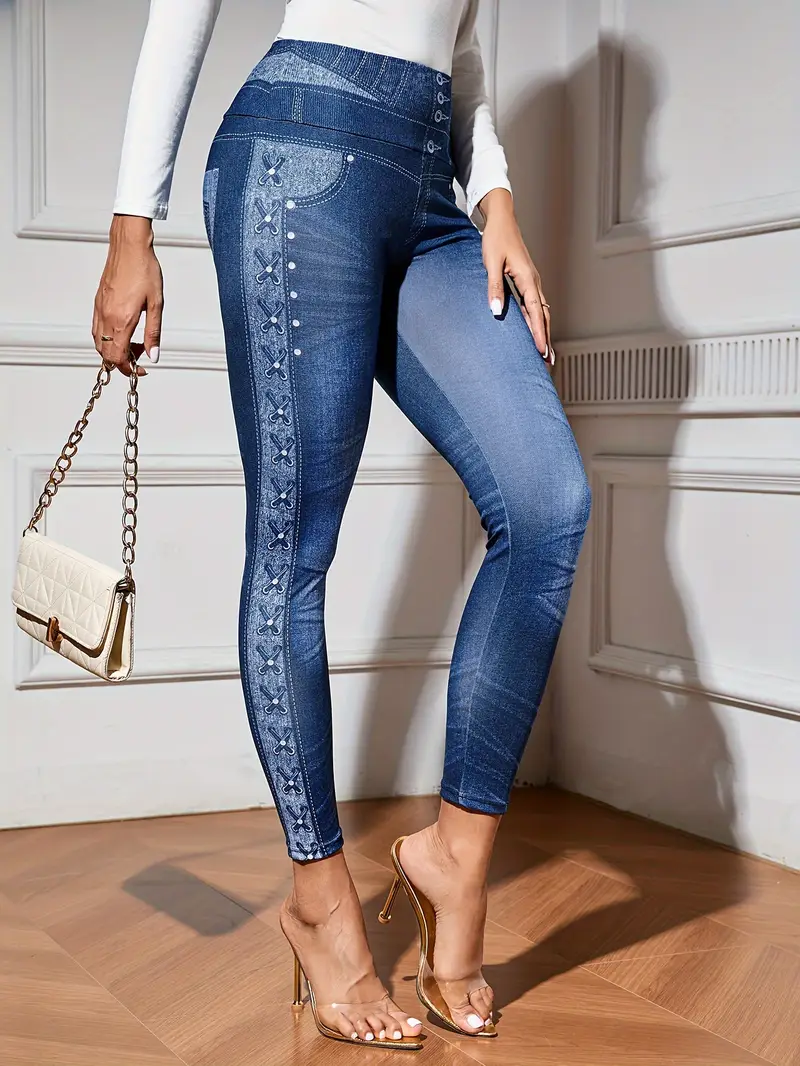 Women's Denim Print Graphic Casual All Season Printing Long Leggings