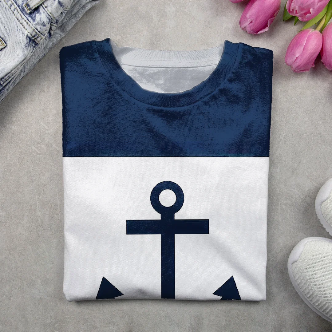 Women's Anchor Long Sleeve Tee T-shirt Crew Neck Printing Casual Spring/Fall Graphic Tee Top