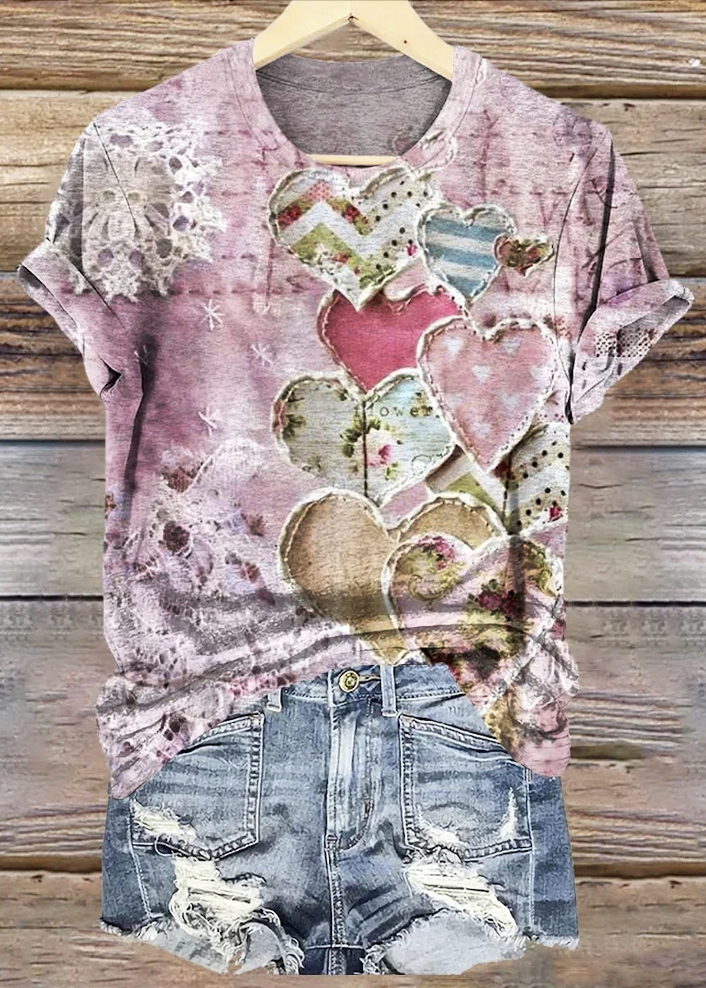 Women's Geometric Short Sleeve Tee T-shirt Crew Neck Vintage Summer Top