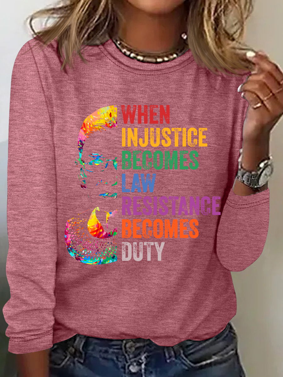 Women's Text Letters Long Sleeve Blouse_ Spring/Fall Crew Neck Daily Casual Top