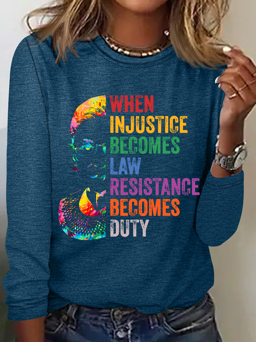 Women's Text Letters Long Sleeve Blouse_ Spring/Fall Crew Neck Daily Casual Top