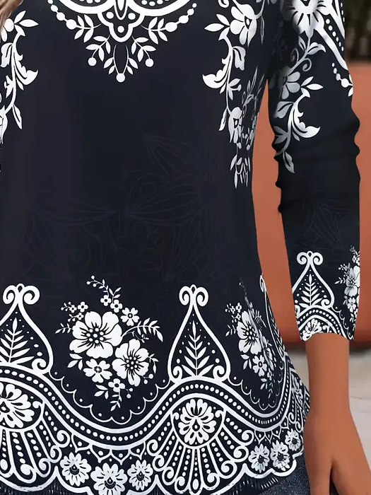 Women's Floral Long Sleeve Tee T-shirt Crew Neck Casual Spring/Fall Graphic Tee Top