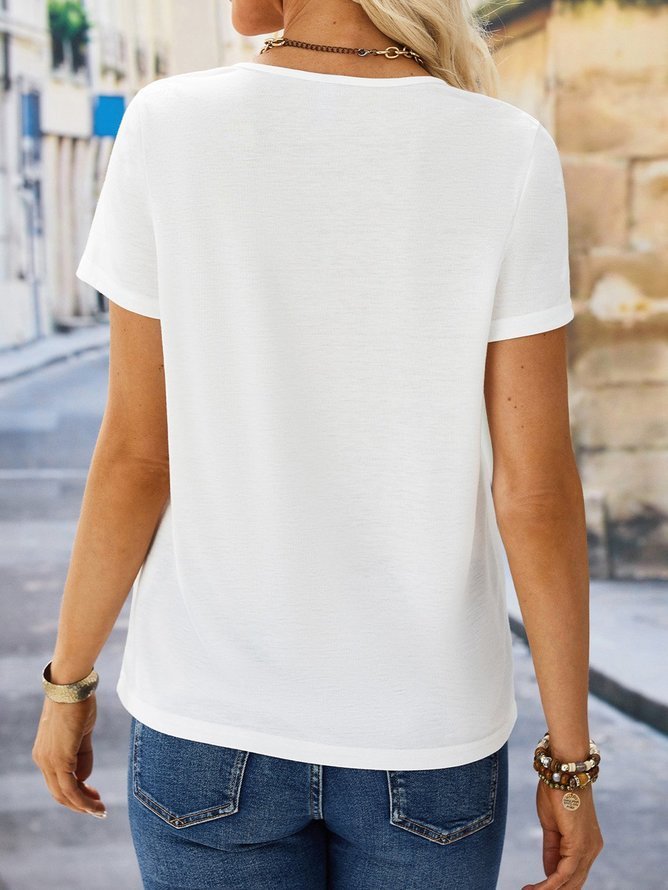 Women's Floral Short Sleeve Tee T-shirt V Neck Vintage Summer Top