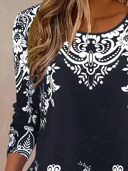 Women's Floral Long Sleeve Tee T-shirt Crew Neck Casual Spring/Fall Graphic Tee Top