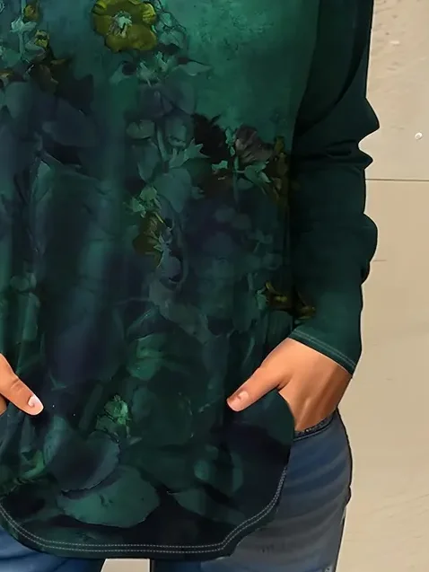 Women's Floral Long Sleeve Tee T-shirt Crew Neck Printing Casual Spring/Fall Graphic Tee Top