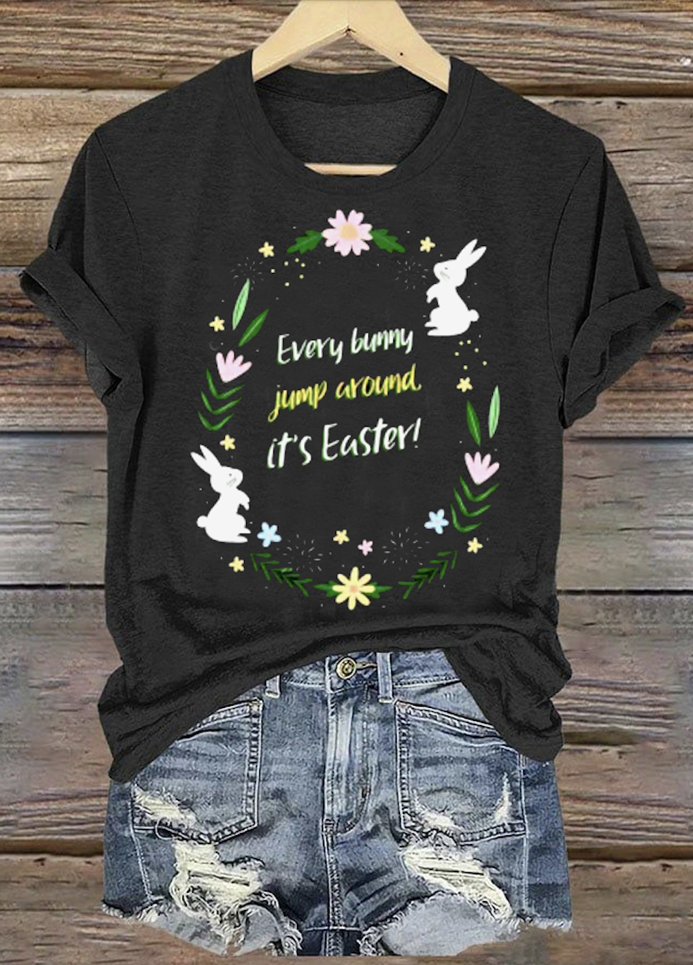 Women's Floral Short Sleeve Tee T-shirt Crew Neck Casual Summer Top