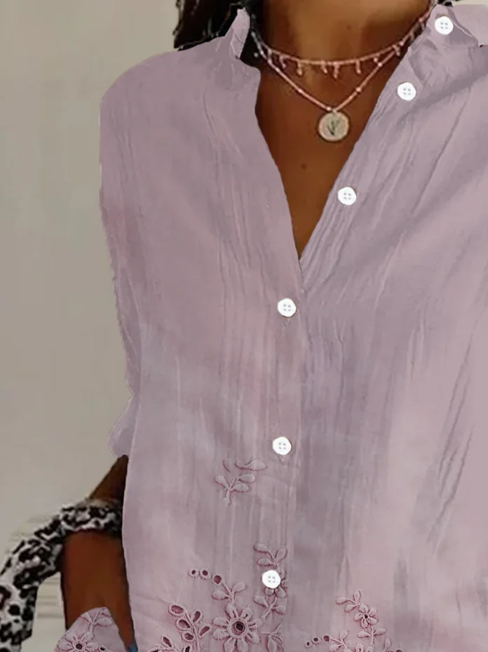 Women's Floral Long Sleeve Shirt Spring/Fall Buckle Shirt Collar Daily Casual Top
