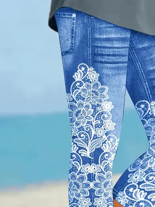 Women's Floral Capris Elastic Waist Pant Casual Summer Trousers