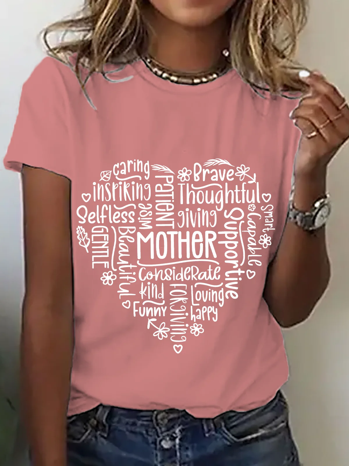 Women's Text Letters Short Sleeve Tee T-shirt Crew Neck Casual Summer Top